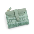 Portafoglio corto verde menta con stampa coccodrillo, porta carte e zip dorata - Verde