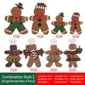 Set of 8 Christmas gingerbread man hanging ornaments in various festive styles and sizes - Christmas Gingerbread Man Ornament Set 2 (8 Pieces)