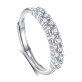 Elegant S925 sterling silver couple ring featuring a row of sparkling clear zircon stones - FDJZ-318-Women's