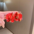 Zilveren Pin-Rode Olie Druppelende Bloem Oorbellen
