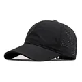 Casquette de baseball noire respirante à séchage rapide avec trous découpés au laser - Taille Unique 55-59cm / Noir