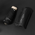 Mini ombrello piatto pieghevole nero con protezione UPF 50+ e dettagli dorati - Nero