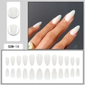 Detailed view of matte almond press-on nails with white gradient design, set of 24 pieces - Gradient White (SDM-14)