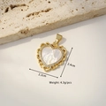 Golden heart pendant necklace with shell inlay and Virgin Mary carving, 2.4cm size - Heart Virgin Mary (White Shell)