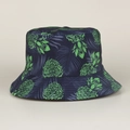 Chapeau bob élégant à imprimé tropical d'ananas pour une protection solaire extérieure - M (56-58cm) / Fond Noir Ananas Vert #1