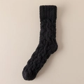 Calze spesse in pile di corallo nero con trama a trecce per il calore invernale - Taglia unica / Nero
