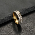 Modern gold plated stainless steel ring with double row of pave-set square zircon stones - US 6 / Gold (Double Row)