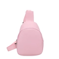 Minimalist pink PU leather crossbody chest bag for girls with adjustable strap and zipper - Pink