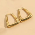 Polished golden geometric triangle hoop earrings with classic clasp for women - Triangle Hollow Gold