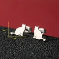 Minimalist cat silhouette stud earrings in polished stainless steel with 8x9mm dimensions - 750 Steel