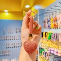 Sparkling red rhinestone heart keychain with gold accessories and tassel detail - Red Heart