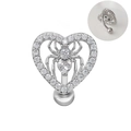 Silver heart navel ring with crystal spider design and double-sided piercing detail - Silver White Stone Spider