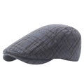 Klassische dunkelgraue Schiebermütze für Herren mit stilvollem blau-schwarzem Karomuster - 56-61CM (Einstellbar) / Dunkelgrau mit Rückenverstellung