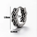 Macro shot of silver skull earring showing 1.19cm height and 0.9cm inner diameter - Exquisite Woven Texture Style (S115)
