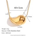Polished 18K gold plated large hollow teardrop earring in high quality stainless steel - 40+5cm / Hollow Waterdrop Comma Snake Chain Necklace / Gold