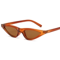 Retro amber cat eye sunglasses with brown lenses and golden double rivet accents - Tea Frame Tea Lens