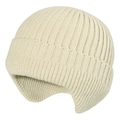 Gorro de punto con orejeras para invierno en color crema con textura gruesa y cálida - Tipo estándar / Beige