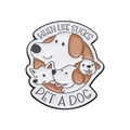 Detail of cartoon white dog enamel pin with text When Life Sucks Pet A Dog slogan - Pet A Dog Slogan Ring Style (XZ9713)