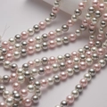 Polished 8-12mm mixed color glass pearl strands in white, pink and grey tones - Style 6-Pink White Gray Mix / 6mm/Approx 68pcs/40cm