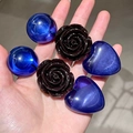 2601199 Dark Blue Heart Rose Earrings (s925 Silver Needle)