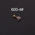 Pendiente de botón triangular de circonita morada AB dorada con cierre de rosca seguro - Estilo de Triángulo (4#-三角形) / 5mm Plata