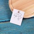 White cardboard jewelry display card with black abstract face line art on a wood base - 4.8*6.2cm【EA-ZK152】Earring Necklace