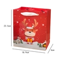 Red Christmas gift bag with reindeer print and white handles, 23.5 x 18.9 x 6 cm size - Christmas Reindeer Tote Bag