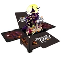 3D pop-up Halloween gift box card featuring purple and orange spooky character designs - Halloween