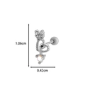 Silver cartilage earring with heart and bow design, set with sparkling cubic zirconia - Heart Charm Style (6# Silver)