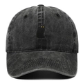 Vintage-Baseballkappe aus gewaschener Baumwolle mit schwarzer Katzenstickerei. - Schwarz