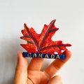 3D maple leaf souvenir fridge magnet with Canada lettering and red gradient finish - (74) Canada Maple Leaf