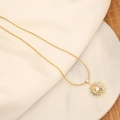 Detail of sun pendant with colorful stones on gold twisted chain necklace - Golden Sun Pendant Style (4# Copper)