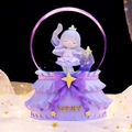 Lila Kristallkugel-Spieluhr mit Ballerina und Lucky-Schriftzug für Heimdekorationen - Groß 100mm Schnee + Licht / Lila