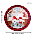 Jupe de sapin de Noël 120cm avec motifs Père Noël et bordure à carreaux rouge et noir - N1-6 Jupe de Sapin Design Ensemble Familial