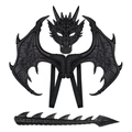 Disfraz de dragón negro con alas, máscara y cola puntiaguda para cosplay infantil - Negro