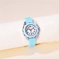 Sky blue silicone strap quartz watch with colorful numeric dial for children and students - Sky Blue