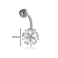 Stainless steel belly button ring with flower-shaped clear zircon and 0.95cm size mark - Silver Petal Style (0200-6# Silver)