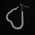 Collier ras du cou en strass argenté à plusieurs rangs avec fermoir mousqueton - Argent