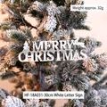 30cm Merry Christmas wooden sign with silver glitter reindeer and trees for tree decoration - 30cm White Letter Plaque
