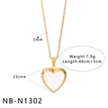 Detailed size chart of gold heart locket necklace with white shell inlay dimensions - Mother of Pearl Heart Locket (NB-N1302)