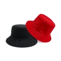 Cappelli a secchiello in cotone nero e rosso con cuciture rinforzate sulla tesa - S Bambini (54-56cm) / Esterno Rosso Interno Nero