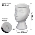 White foam mannequin head with 20.5 inch circumference and 11 inch height for wigs - Foam Mannequin Head (YCSM005) / OPP Bag Packaging / White
