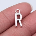 Antique silver alloy letter R charm pendant for DIY jewelry making and craft projects - Letter R (B15671) / Antique Silver