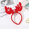 Christmas reindeer antler headband with red velvet bow and snowflake patterns for kids - Style 7 (Red Antlers + Red Polka Dot Bow)