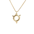 Gouden ketting met een unieke ringhanger met spikes aan een slanke box-ketting - Gestreepte Ring