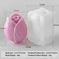 Tulip silicone candle mold for DIY soap making showing dimensions and finished pink flower - Tulip F645-2