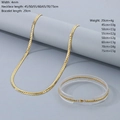 Conjunto de collar y pulsera de cadena de eslabones de acero inoxidable dorado de 4mm - 4mm Dorado/Collar 60cm