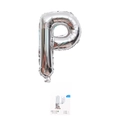 Silver letter P foil balloon with retail packaging for birthday party decorations - 16" / Silver Letter P (With Backing Card)