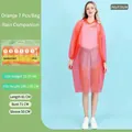 Set of 7 orange disposable raincoats for outdoor activities with waterproof hood - Set / Vibrant Orange