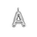 Polished silver metal letter A pendant in 3D balloon style for DIY necklaces - Letter A-Pendant Only (Without Chain) / Silver